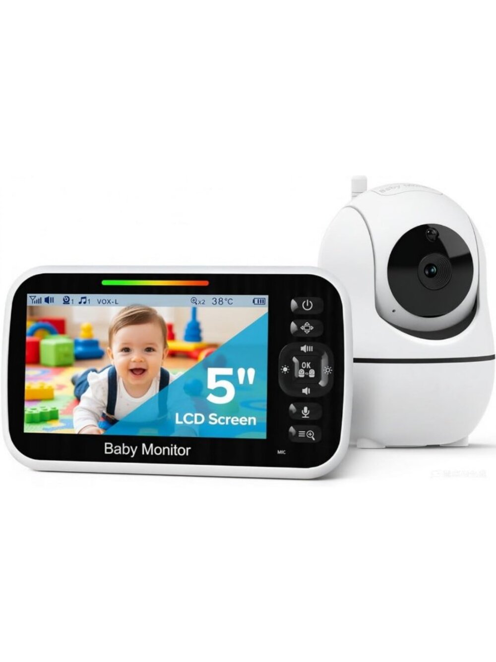 5-Inch Baby Monitor with Camera & Audio - No WiFi, Perfect for Nursery Use